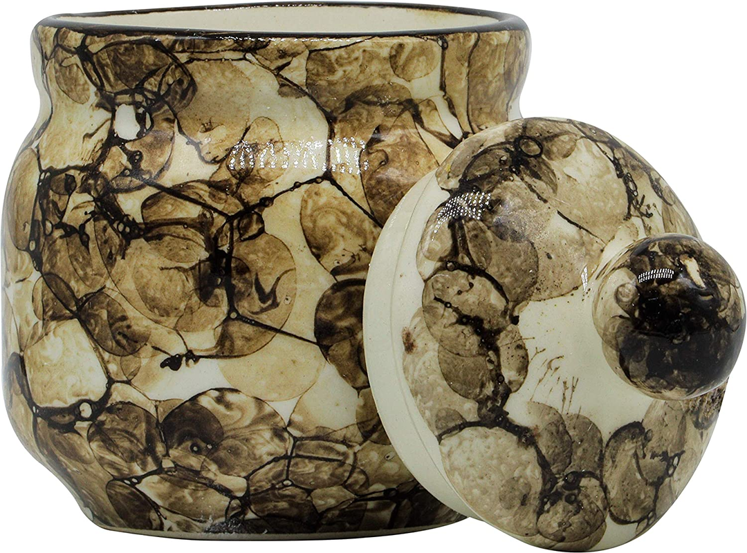 RAJ ROYAL Ceramic Food Storage Container with Lid & Tray Set of 4 Storage Canister (Brown, 200 GR)